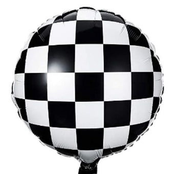 Black and White Checked Foil Balloon I Formula One Party Balloons I My Dream Party Shop UK
