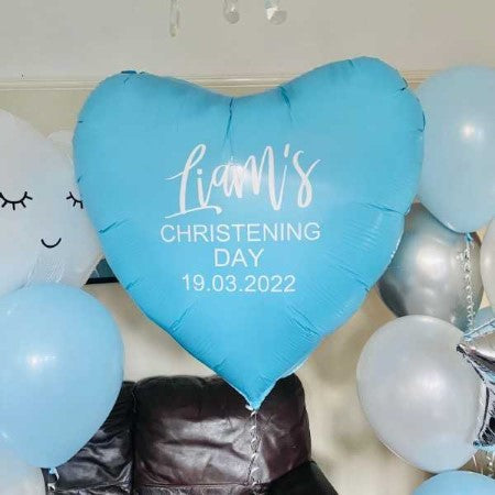 Personalised 36 Inch Matt Blue Heart Balloon I Christening Balloons Ruislip I My Dream Party Shop
