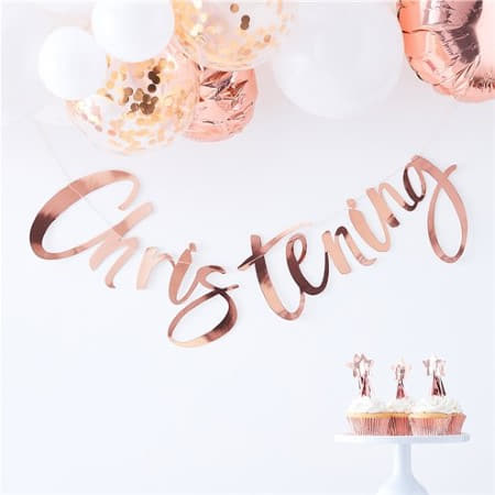 Rose Gold Christening Garland I Modern Christening Decorations I UK
