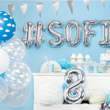 Cloud Print Clear Latex Balloons I Christening Decorations I My Dream Party Shop