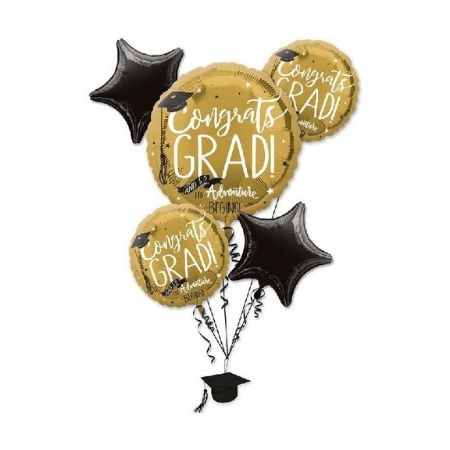 Congrats Grad 5 Helium Balloon Bouquet I Graduation Balloons I My Dream Party Shop