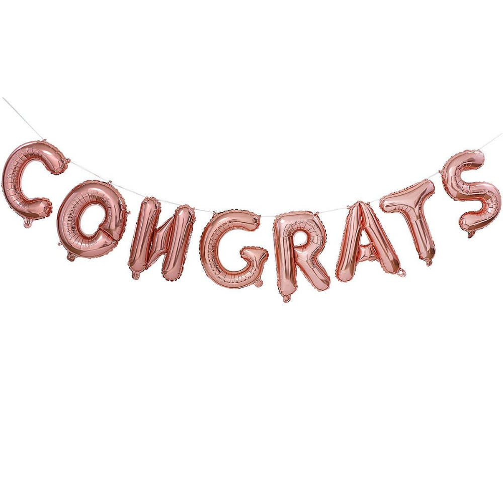 Congrats Rose Gold Balloon Bunting I Cool Phrase Balloons I My Dream Party Shop I UK