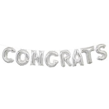Congrats Silver Balloon Bunting I Celebration Decorations I My Dream Party Shop I UK