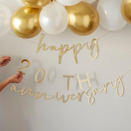 Gold Customisable Happy Anniverary Bunting I Anniversary Party Decorations My Dream Party Shop UK