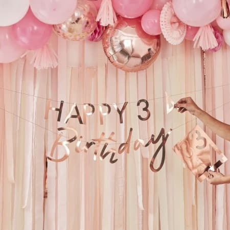 Customisable Rose Gold Milestone Birthday Garland I Rose Gold Decorations I My Dream Party Shop UK