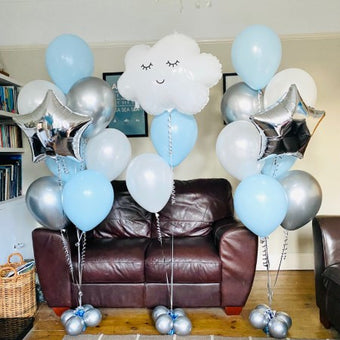 Helium Cloud Supershape and Matching Balloon Bouquets I Christening Balloons for Collection I My Dream Party Shop Ruislip