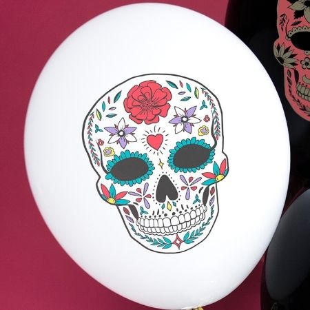 White Day of the Dead Latex Skull Balloons I Day of the Dead Party I My Dream Party Shop UK