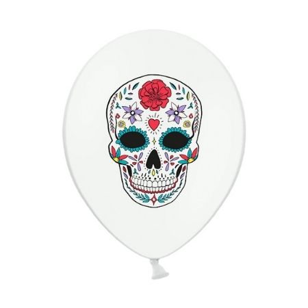 White Day of the Dead Latex Skull Balloons I Day of the Dead Party Decorations I My Dream Party Shop UK