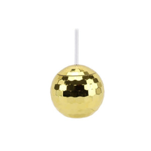 Gold Disco Ball Cup with Straw I Cool Disco Ball Shaped Party Cups I My Dream Party Shop I UK