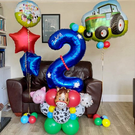 Farm Themed Number 2 Balloon Column I Personalised Number Columns Ruislip I My Dream Party Shop