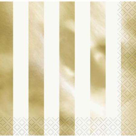Metallic Gold Stripe Napkins I Stylish Gold Tableware I My Dream Party Shop UK