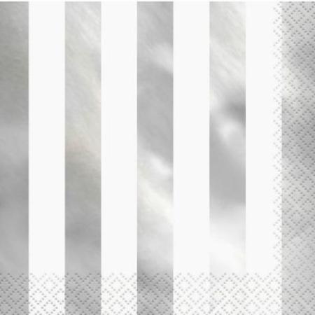 Foil Silver Stripe Napkins I Silver Party Decorations I My Dream Party Shop UK