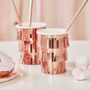 Fringe Rose Gold Cups I Pink, Blush and Rose Gold Party I My Dream Party Shop