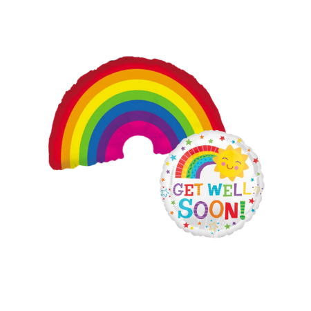 Get Well Soon and Rainbow Latex Helium Balloons I My Dream Party Shop Ruislip