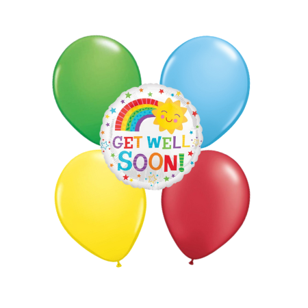 Get Well Soon and Rainbow Latex Helium Balloons I My Dream Party Shop Ruislip