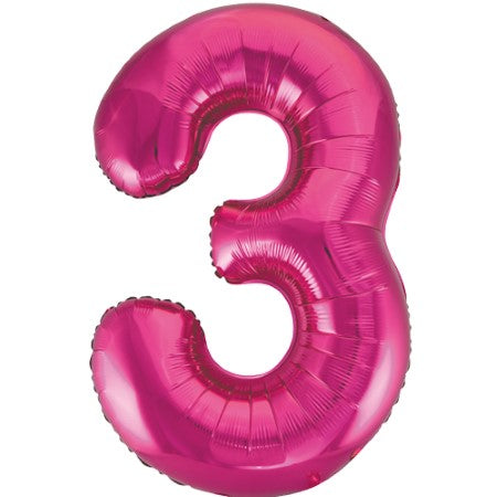 Gigantic Metallic Pink Foil Number 3 Balloon I Milestone Birthday I My Dream Party Shop