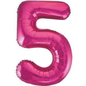 Gigantic Metallic Pink Foil Number 5 Balloon I Milestone Birthday I My Dream Party Shop
