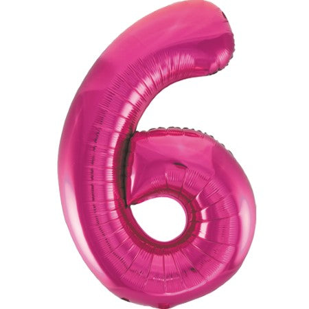 Gigantic Metallic Pink Foil Number 6 Balloon I Milestone Birthday I My Dream Party Shop