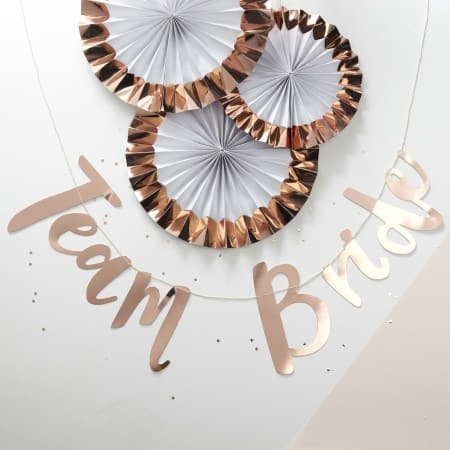 White and Rose Gold Rosette Fans I White Paper Fan Decorations I My Dream Party Shop UK