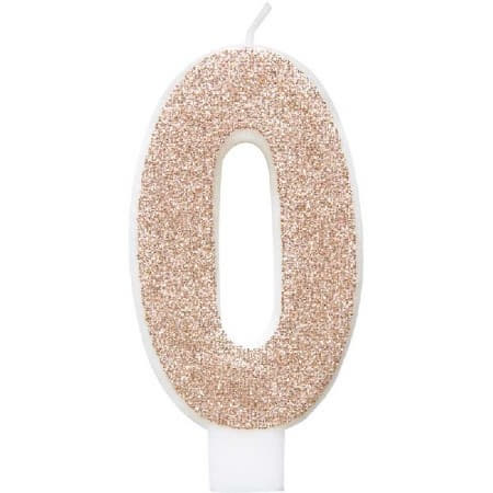 Rose Gold Number Zero Candle I Rose Gold Number Candles I My Dream Party Shop UK