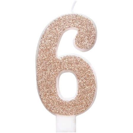 Rose Gold Number Six Candle I Rose Gold Number Candles I My Dream Party Shop UK