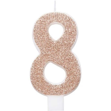 Rose Gold Number Eight Candle I Rose Gold Number Candles I My Dream Party Shop UK