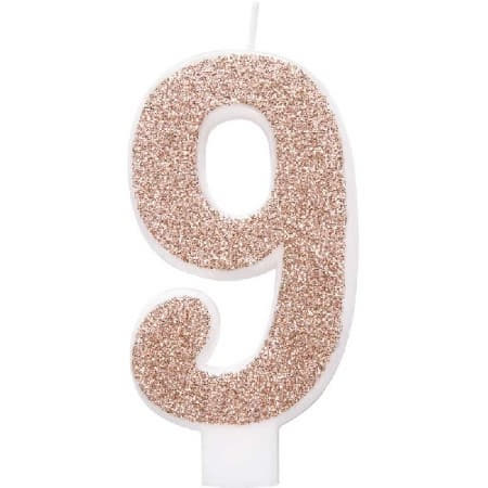 Rose Gold Number Nine Candle I Rose Gold Number Candles I My Dream Party Shop UK
