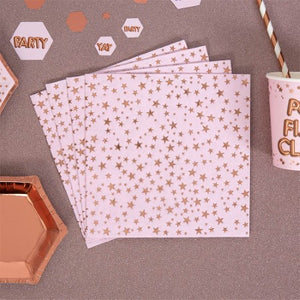 Pink Glitz Napkins with Rose Gold Stars I Rose Gold Party Supplies I My Dream Party Shop