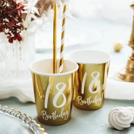 Gold 18th Birthday Cups I 18th Birthday Party Decorations I My Dream Party Shop UK