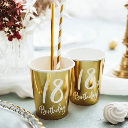 Gold 18th Birthday Cups I 18th Birthday Party Tableware I My Dream Party Shop UK