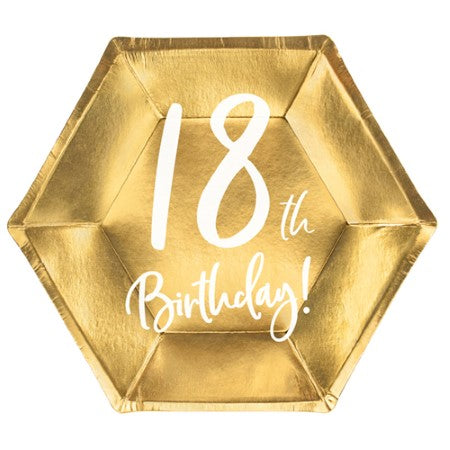 Small Gold 18th Birthday Party Plates I 18th Birthday Party Tableware I My Dream Party Shop UK