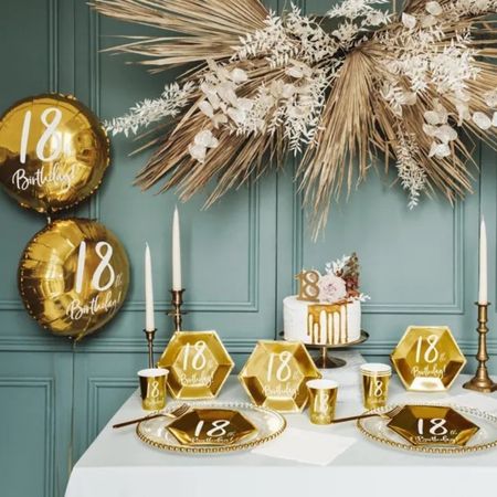 Small Gold Hexagonal 18th Birthday Plates I 18th Birthday Party Decorations UK