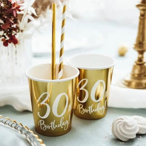 Gold 30th Birthday Cups I 30th Birthday Party Supplies I My Dream Party Shop UK