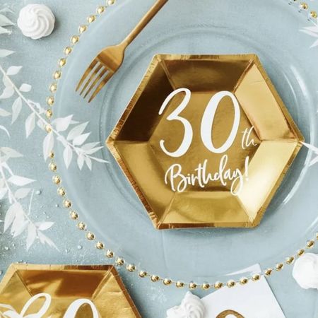 Small 30th Birthday Party Gold Plates I 30th Birthday Supplies I My Dream Party Shop UK