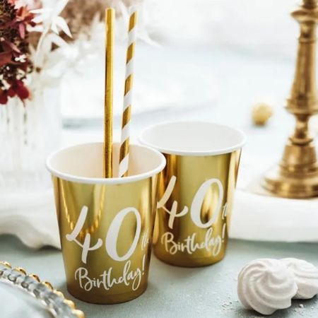 Gold 40th Birthday Party Cups I 40th Birthday Supplies I My Dream Party Shop UK