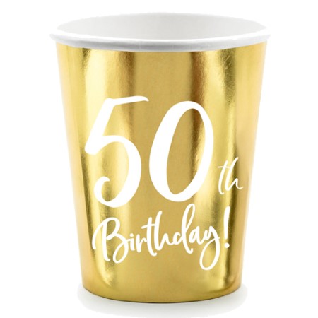 Gold 50th Birthday Party Cups I 50th Birthday Party Supplies I My Dream Party Shop UK