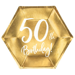 Gold 50th Birthday Party Plates I 50th Birthday Party Supplies I My Dream Party Shop UK