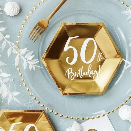 Gold 50th Birthday Plates I 50th Birthday Party Tableware I My Dream Party Shop UK