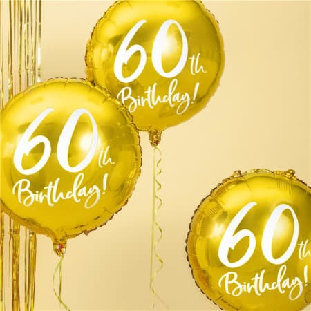 60th Birthday Gold Balloon I Milestone Birthday Party Decorations I My Dream Party Shop UK
