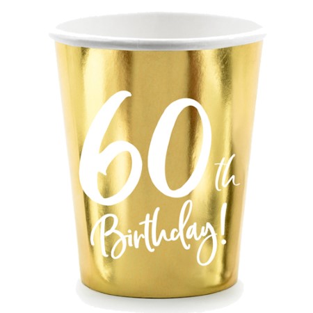 Gold 60th Birthday Party Cups I 60th Birthday Supplies I My Dream Party Shop UK