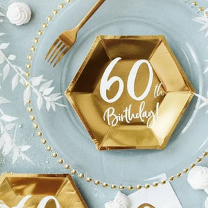60th Birthday Party Gold Plates I 60th Birthday Party Supplies I My Dream Party Shop UK