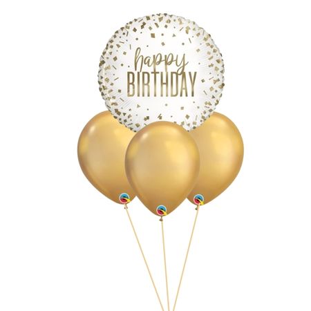 Gold Confetti Happy Birthday Helium Latex Balloon Bouquet I Helium Balloons Ruislip I My Dream Party Shop