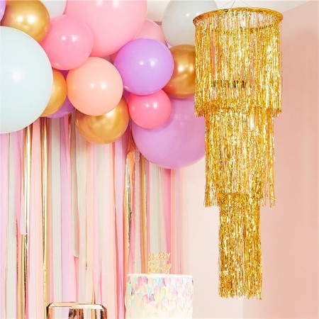 Gold Fringe Party Chandelier I Gold Party Decorations I My Dream Party Shop UK