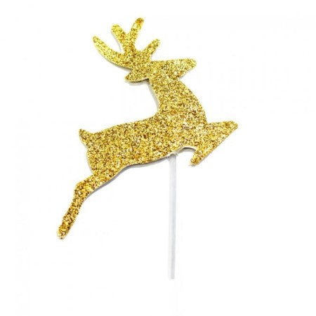 Gold Glitter Reindeer Cake Toppers I Gold Christmas Party Tableware I My Dream Party Shop