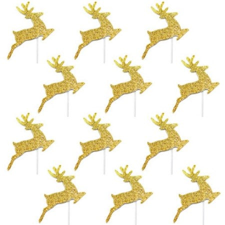 Gold Reindeer Cake Toppers I Christmas Party Supplies I My Dream Party Shop