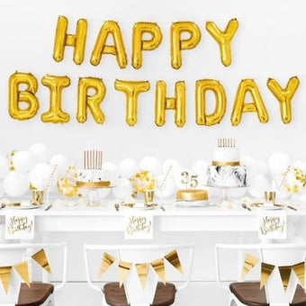 Gold Happy Birthday Balloon Bunting I Gold Party Supplies I My Dream Party Shop