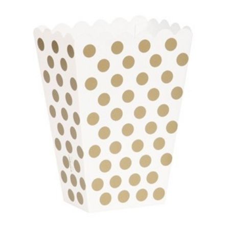 White and Gold Polka Dot Popcorn Boxes I Movie Night Party Supplies I My Dream Party Shop