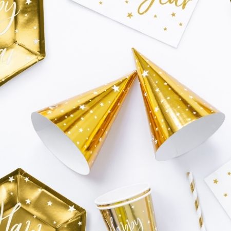 Gold Star Party Hats I Gold Party Supplies I My Dream Party Shop UK