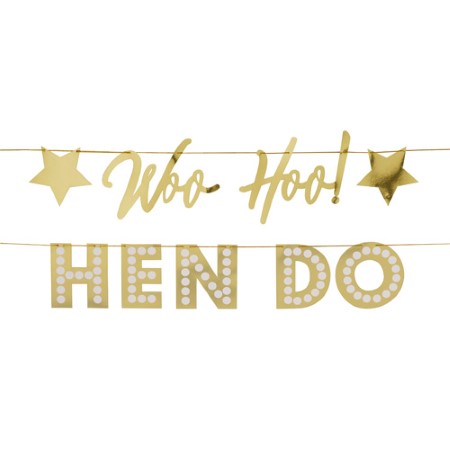 Gold Woo Hoo Hen Do Garland I Hen Party Decorations I My Dream Party Shop UK