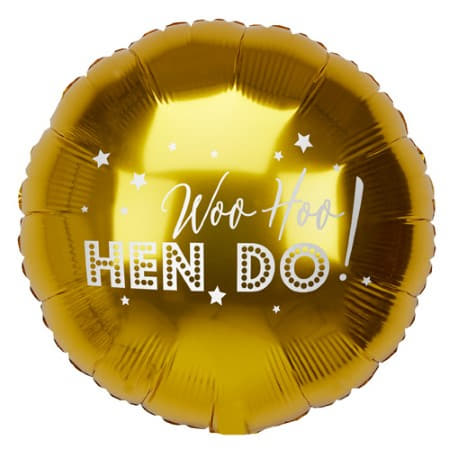 Woo Hoo Hen Do Gold Foil Balloon I Modern Hen Party Supplies